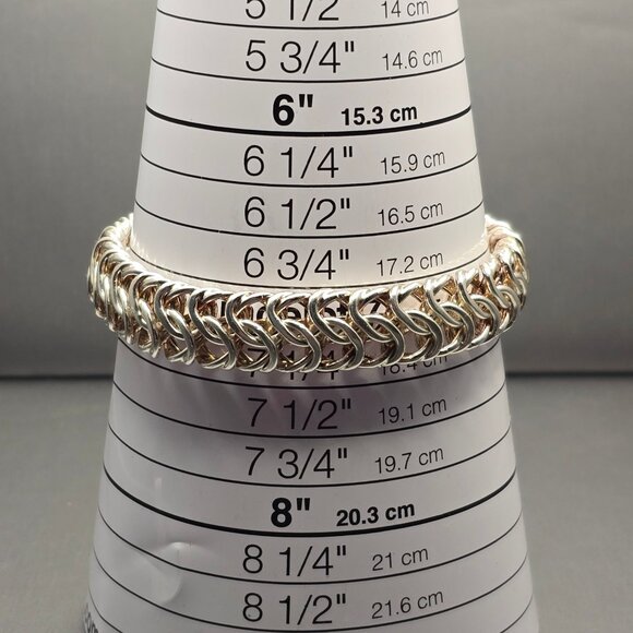 Sterling Silver 925 Italian Byzantine Chain Bracelet 7" Signed B 27.53g Bold - Picture 10 of 12